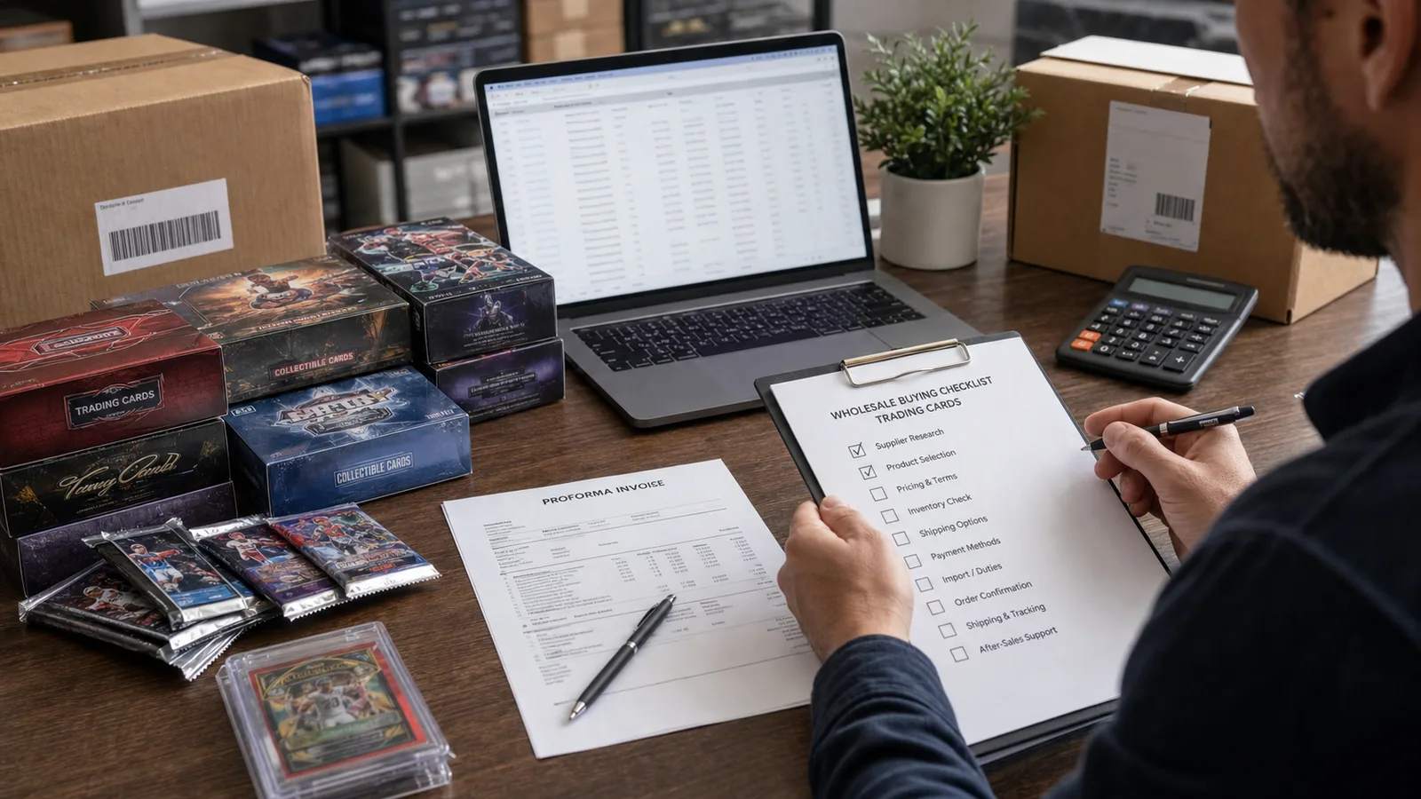 Procedura di acquisto all'ingrosso Pokémon TCG con inventario, preventivo e spedizione